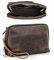 CONTACTS Pochette da viaggio da uomo in vera pelle con cinturino da polso, portafoglio passaporto con cerniera e tasca con cerniera, Portafoglio borsa a mano grande capacità per telefono
