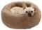 Enjamoy Hundebett Flauschig Donut Plüsch Katzenbett Hundekissen, Waschbar Rund Hundebetten für Kleine, Mittelgroße Hunde Katzen, Braun 58cm