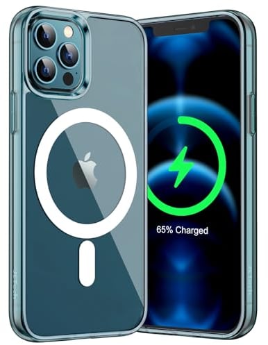 JETech Magnetic Case for iPhone 12 Pro Max 6.7-Inch Compatible with MagSafe Wireless Charging, Shockproof Phone Bumper Cover, Anti-Scratch Clear Back (Pacific Blue)