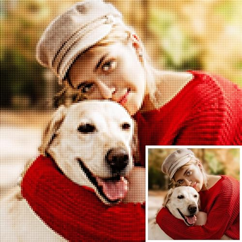 Diamond Painting Personalisiert, Diamond Painting mit Eigenen Bild, DIY Full Diamant Painting Foto, Benutzerdefinierte Diamant Arte Geschenke Home Decor, Rund Diamant 30x40cm