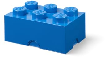 LEGO Storage Brick 6 Knobs Blue, Stackable Storage Box, 8.47 l – LEGO Product, Plastic Storage Box with Lid, Desk Storage, Room Storage, Toy Box