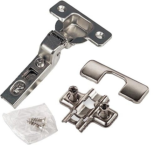 SOTECH 2er Set Topfband T45 110° Innenanschlag Automatikscharnier mit Schnellmontage und Dämpfer inkl. Kreuzplatte, Schrauben und Abdeckung