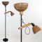 Osasy Stehlampe-2 schirm Wohnzimmer,Boho Rattan Stehlampen im Industrial Design mit Metall und Holz,Schalter,Höhe:163cm,Ohne Glühbirnen