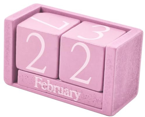 Yogayet Holzblockkalender, ewiger Kalender, Schreibtisch-Datumsanzeige, Bürodekoration für Schreibtisch, Stehkalender