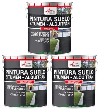 Pintura bituminosa y de alquitrán: resina de suelo para asfalto - 3 x 15 kg Verde Tenis - ARCANE INDUSTRIES