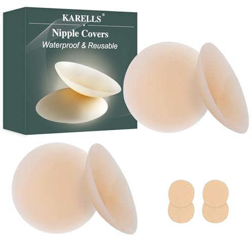 Copricapezzoli Silicone, Copri Capezzoli da Donna, 2 Paia Copri Capezzoli in Silicone Riutilizzabile, 8cm Rotondo Copricapezzoli Donna Riutilizzabile, Copri Capezzoli in Silicone Riutilizzabile