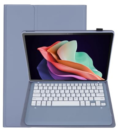 Plyisty Für Tab P12 Fall mit Tastatur, Wiederauf Ladbare Abnehmbare Drahtlose Tastatur Fall mit Stift Halter Für Tab P12 12,7 Zoll 2023 (Violet)