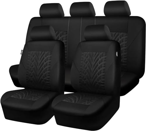 Autositzbezüge Universal Fit Komplettset Autositzschoner Reifenschienen Autositzzubehör, Auto-Sitzbezüge Set mit Airbag, 9 Stück Schonbezüge für Autositze für die meisten Autos, Limousinen, SUVs