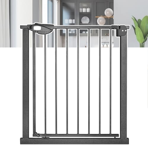 FIVMEN Treppenschutzgitter 70cm Türschutzgitter ohne Bohren N Stop Safety Tür- & Treppengitter mit Auto-Close Kinderschutzgitter Türgitter Hunde Baby Schutzgitter, für 75-85cm (Schwarz)