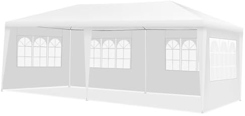 COSTWAY Carpas Plegable 3 x 6 m, Cenador con 4 Paredes Removibles, Palos, Cuerdas, Bolsa de Transporte, Pabellón Impermeable para Eventos Comerciales
