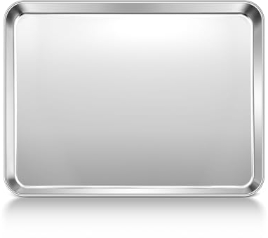 Joyfair Bandeja rectangular de acero inoxidable para hornear, bandeja para horno de galletas, ideal para cocinar asar, no tóxica y sin óxido, acabado espejo y apta para lavavajillas, 31,5 x 24,6 x 2,5