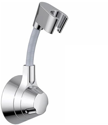 GIONAR Supporto universale per soffione doccia senza foratura, ventosa, supporto regolabile a 360° in robusto materiale in resina ABS, senza foratura, pasta forte, montaggio a parete, argento