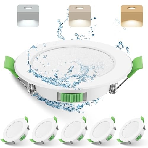 LED Einbaustrahler 230V Dimmbar 6er Set, 68-75mm Lochmaß 7W Ultra Flach IP44 Spots Warmweiß Neutralweiß Kaltweiß Deckenspots für Badezimmer Küche Wohnzimmer, Weiss,6 Pack