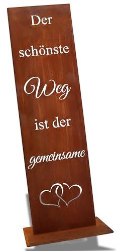 Rostikal Deko Gartenschild 55 cm – Wetterfestes Vintage Spruchschild für Hochzeit, Garten und Terrasse – Romantische Rost Deko und Geschenkidee - Handmade