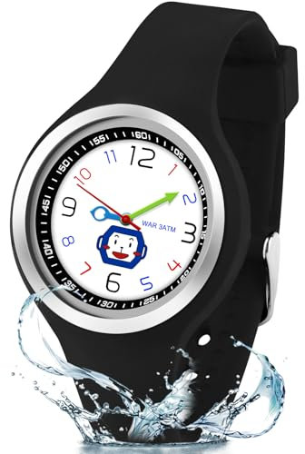 GUUMUXIN Analogue Children's Watches for Boys and Girls, Watch for Learning Time with Cartoon Pattern Detachable Dials, 30 Metres Water Resistant Children's Wristwatch from 6-12 Years Old