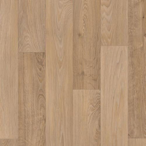 VINYL FLOORING UK Beige Modern Wood Effect Anti-Slip Vinyl Flooring for Kitchen, Bathroom, & Living Room, 2.8mm Thick Cushion Backed Vinyl Sheet, 15 Years Warranty-4 X 3 mt