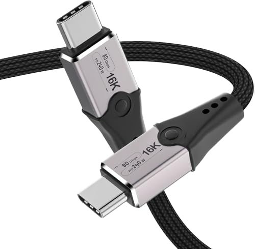 Leehitech PD4.0 [Versión actualizada] Cable USB C (0,5 m), USB C a Lightning Tipo C 240W Carga Rápida, Cable de Datos 80 Gbs 16K Tipo C a C a C para iPhone 16 15 Ultra MacBook/iPad/Air