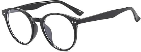Long Keeper Round Blue Light Blocking Glasses For Women Men Computer Gaming Eyewear Clear Glasses Anti BlueLight Glasses (Bright Black Clear)