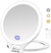 FUNTOUCH Wiederaufladbarer Kosmetikspiegel mit Beleuchtung, Reisespiegel mit 1X / 10X Vergrößerung, 3 Farbige Beleuchtung Schminkspiegel, Dimmbarer Touchscreen, Faltbarer Tragbarer Make up Spiegel
