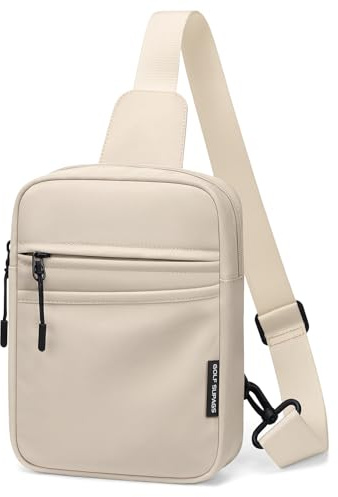 GOLF SUPAGS Kleine Crossbody Umhängetasche, Brusttasche für Herren Damen, Multifunktional Sling Schultertasche für Outdoorsport, Wandern, Radfahren, Reisen (Aprikose)