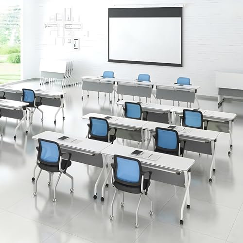 DRFGNF Moderner Konferenztisch 4er-Pack, Büro-Konferenzraumtisch auf Rädern, kombinierbarer mobiler Flip-Top-Schulungstisch, Faltbare Besprechungstische für Büro-Klassenzimmer (63 * 15,7 * 29,5i