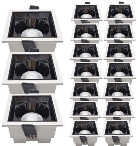 IUokLU Paquete de 17 Luces LED empotradas de 23 Pulgadas con Borde Negro Cuadrado Pantalla de Aluminio luz LED de reequipamiento luz descendente de 90 CRI，12w-4000K