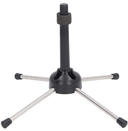 TANIQIACA Clarinet Stand Foldable 4 Leg Anti Slip, Stable Support for Clarinet Oboe Flute Wind Instruments, Compact Lightweight Design, Easy to Carry and Transport, Black Silver Color