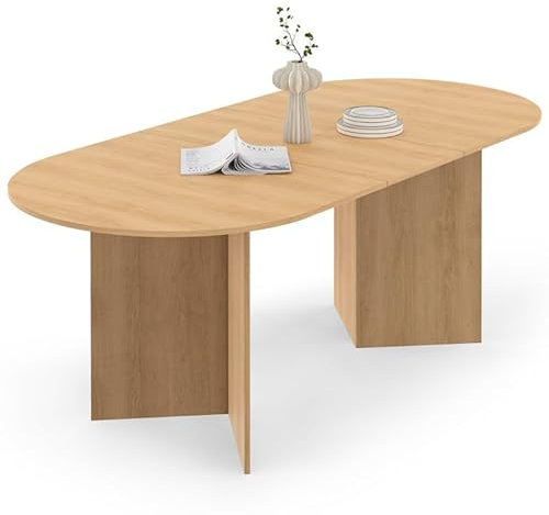 IDMarket - Esstisch, ausziehbar, oval, Martha, 6-10 Personen, Holzoptik, Buche, 160-200 cm