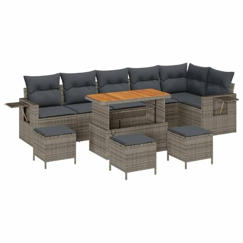 vidaXL Gartensofa-Set 10 STK. Grau Poly-Rattan | Du kannst es ganz einfach umgestalten, um es an deinen Raum anzupassen, Erstklassige Handwerkskunst für dauerhafte Qualität,