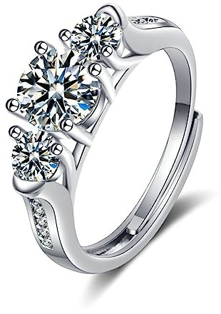 Bishilin Diamant Ring Damen Weißgold 375, Ehering Einzeln mit Diamant Trauringe Hochzeit Ringe Frauen Gr.60 (19.1)