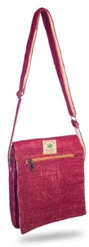Generisch Himalayan Hemp – Stilvolle Damen-Umhängetasche aus Hanf – Handgefertigt in Nepal – Nachhaltig, Robust & Einzigartig – Rot