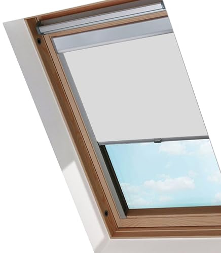 Peviasot Verdunklungsrollo, Dachfenster Rollo mit Bohren, Fensterrollo mit M06 (61,3 * 94 cm), Wärmedämmung und Beschattung, Anti-Spionage und Feuchtigkeitsbeständig, Aluminium-Rahmen, Grau