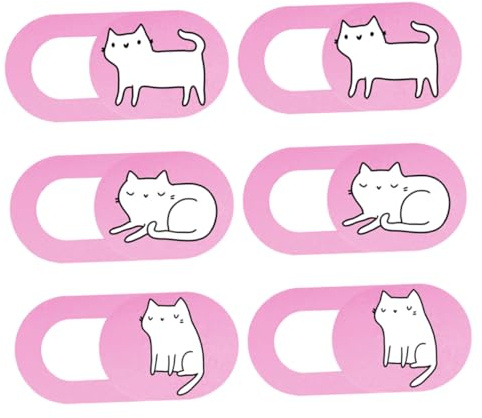 TOGEVAL Rosa Katzen Webcam Abdeckung 6 Stück Dünn aus Abs für Webcam | Cartoon Design mit Kanten, Passend für Desktop Computer und Tablet, Dezente Schutzabdeckung