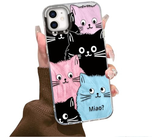 Tedyhulle Hülle für iPhone 11 6,1 Handyhülle, Bunt Farbe Katze Ästhetik Muster Nette Design, Dünne Weich TPU Silikon Cover Schutzhülle Stoßfest Süßes Motiv Geschenk Hülle für Frauen Mädchen