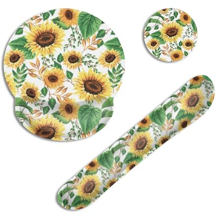 Sunflowers Ergonomic Keyboard and Mouse Wrist Rest Set,Vintage Memory Foam Non-Slip Base for Comfortable Typing, Working, Gaming and Home Office Computer
