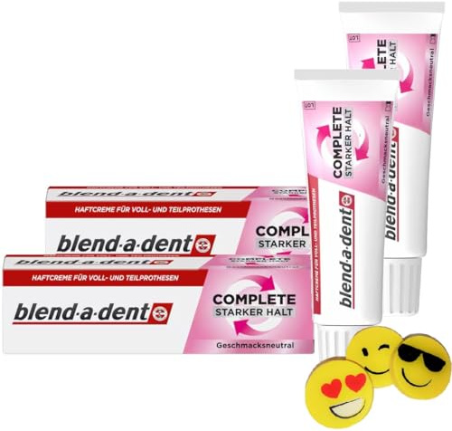 2er Bundle für Blend-a-Dent Haftcreme COMPLETE Extra Stark NEUTRAL - 2 Tuben, je 47g - Starker Halt für Teil-Prothesen und Vollprothesen - Geschmacksneutral + 1 Radierer von ManyMore als Zugabe