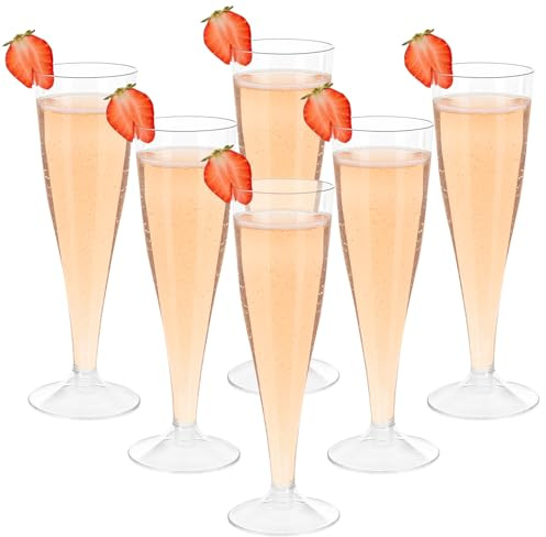 Mispudin 30 Stück Sektgläser Plastik, 130ml Sektglas Kunststoff Transparent | Champagner Gläser Mehrweg, Prosecco Gläser Wiederverwendbar, für Hochzeit, Gartenfest, Geburtstag, Picknick, Silvester, Party