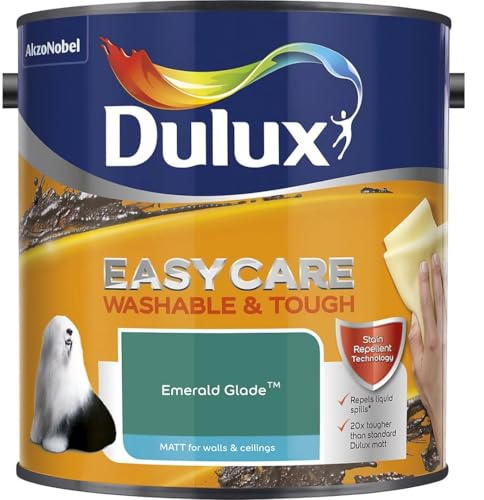 Emerald Glade Dulux Easycare Matt Emulsion Paint 2.5L – Washable & Stain Resistant, Durable Matt Finish, Quick Dry, Low Odour Interior Wall & Ceiling Paint
