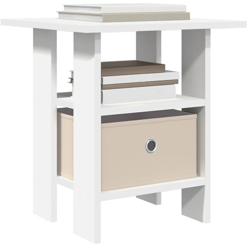 vidaXL Nachttisch 2 pcs Weiß 41 x 40 x 45 cm Holzwerkstoff, Wohnzimmer, moderner Nachttisch, rechteckiger Kleiner Beistelltisch, stylischer Stauraum