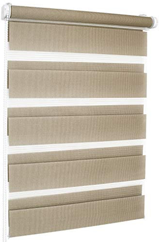 Rolmaxxx ROLLMAXXX Duo-Rollo Doppelrollo Klemmfix ohne Bohren (90 x 220 cm, Hellbraun)
