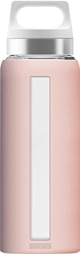 SIGG Dream Blush Trinkflasche (0.65 L), schadstofffreie und hitzebeständige Trinkflasche, auslaufsichere Trinkflasche aus Glas mit Silikonhülle