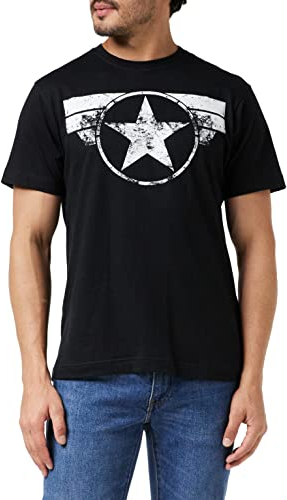 Marvel Herren Captain America - Cap Logo T Shirt, Schwarz (Black Blk), M EU
