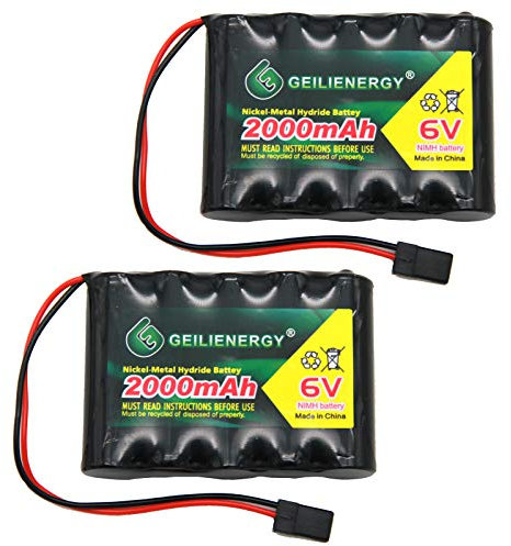 QBLPOWER Lot de 2 batteries NiMH RX 6 V 2000 mAh avec connecteur Hitec pour avions télécommandés et robots de marche rechargeables