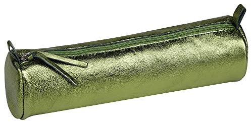 Clairefontaine 8711C Schlampermäppchen rund (mit Perlmutt-Effekt, Durchmesser 5,5x22 cm) 1 Stück grün