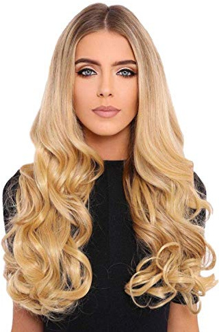 Lullabellz Super Thick Curly Clip In Hair Extensions 5-Piece, 22-Inch Length, California Blonde