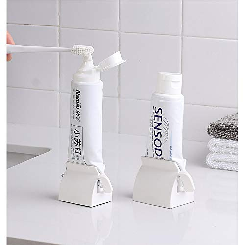 Zahnpasta-Roller Squeezer Set von 2 Rollen Tube Zahnpasta-Halter Ständer Badezimmer Organizer (weiß) (2 Pack-Weiß)