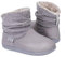 LongBay Ladies' Warm Chenille Knit Bootie Slippers Women's Comfy Suedette Fluffy Faux Fur Memory Foam Boots House Shoes(9-10 UK,Grey)