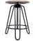 xcllnt Hairpin 102 – Handmade Industrie-Design Drehstuhl Hocker aus Metall mit Holzsitz, Schwarz