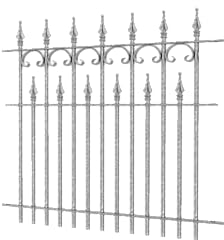 ELEO Gartenzaun Lugano verzinkt - 90 x 96 cm Zaun Garten Metall handgeschmiedet Schmiedeeisen für draußen - Zaunelemente wetterfest rostfrei feuerverzinkt für den Garten - Metallzaun stabil