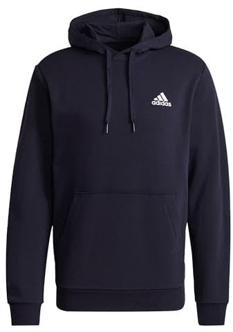 adidas Essentials Fleece Hoodie Felpa con cappuccio, Legend Ink/White, M Uomo